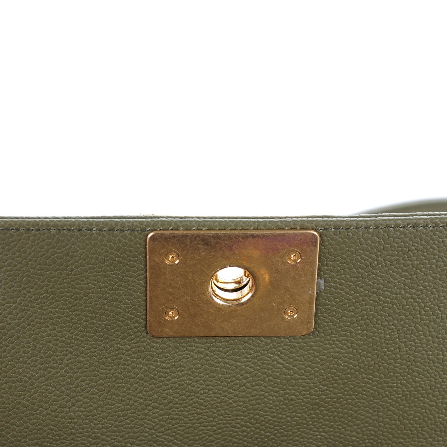 Caviar Quilted Medium Boy Flap Khaki