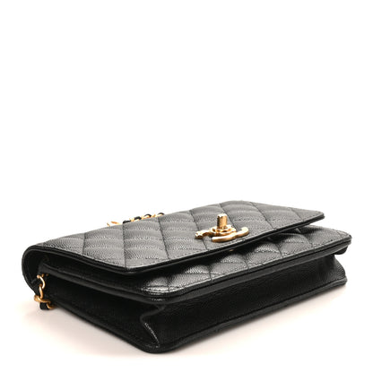 Chanel Caviar Quilted Camellia Wallet On Chain WOC Black 3 of 9