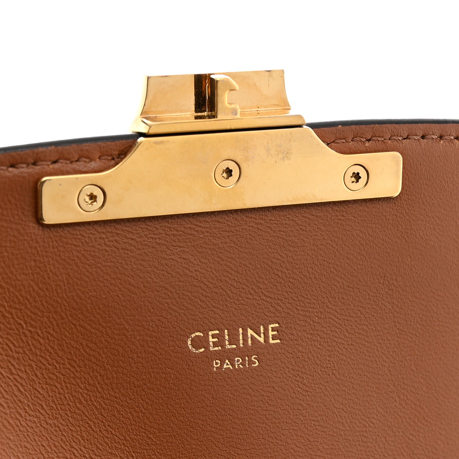 Celine Triomphe Canvas Calfskin Medium Triomphe Bag Tan 6 of 13