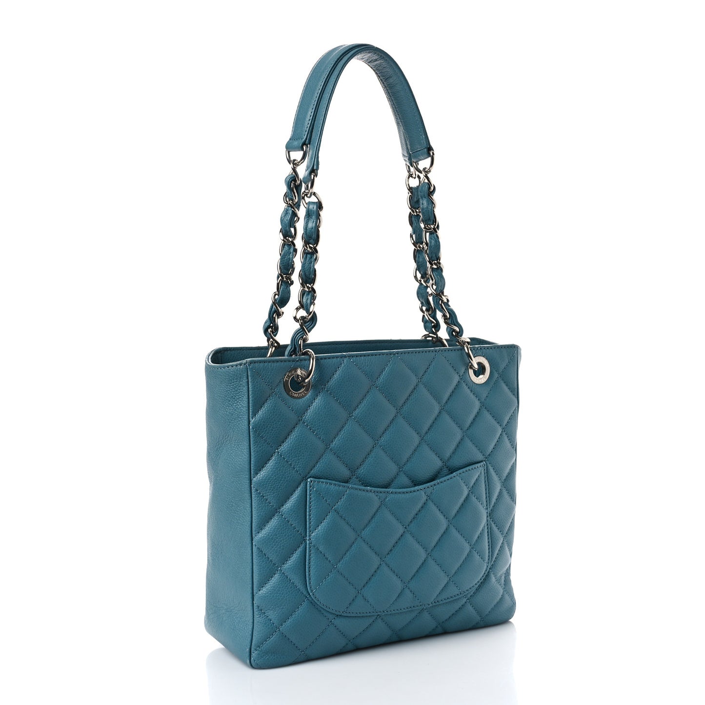 Caviar Quilted Petit Shopping Tote PST Blue
