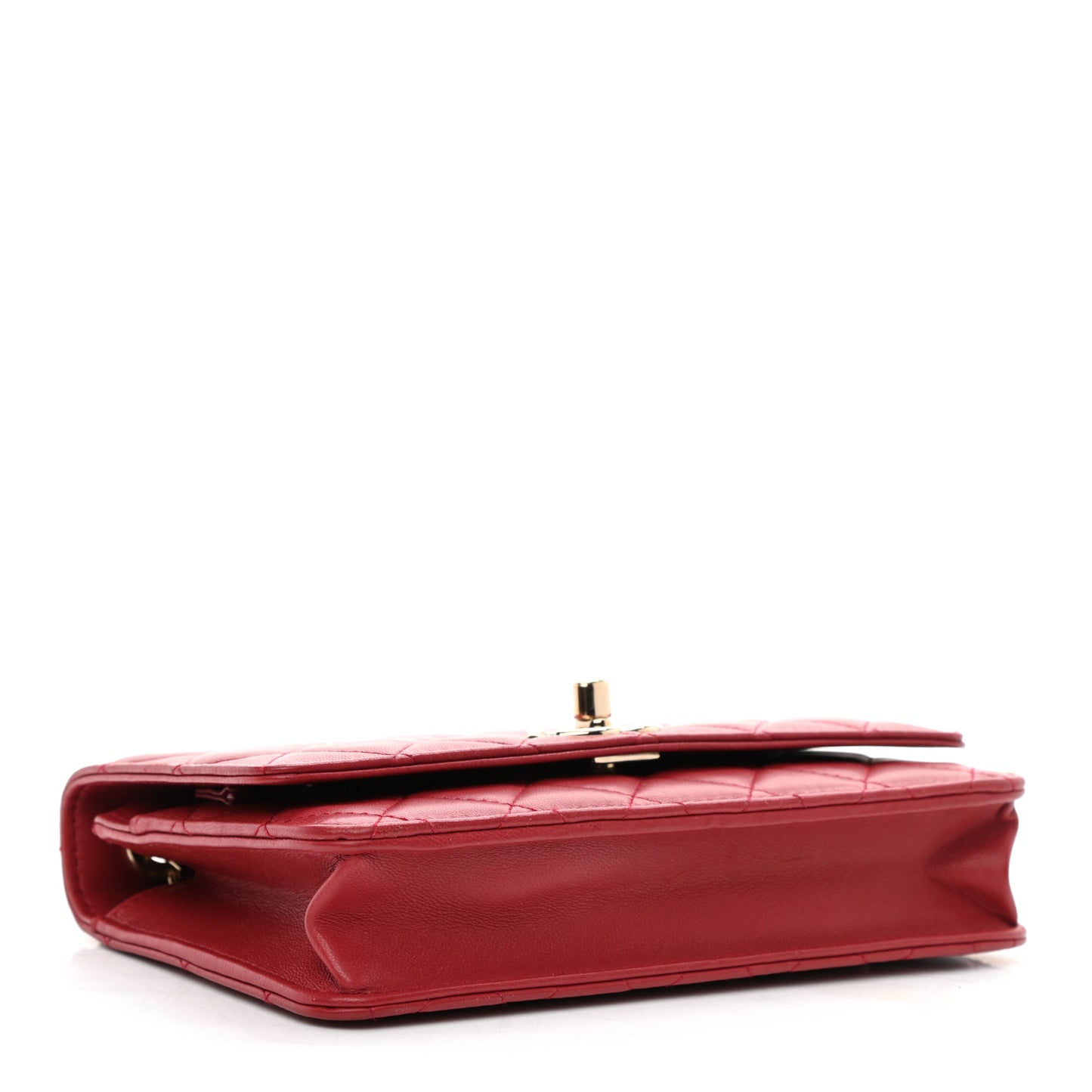 Lambskin Quilted Trendy CC Wallet On Chain WOC Red