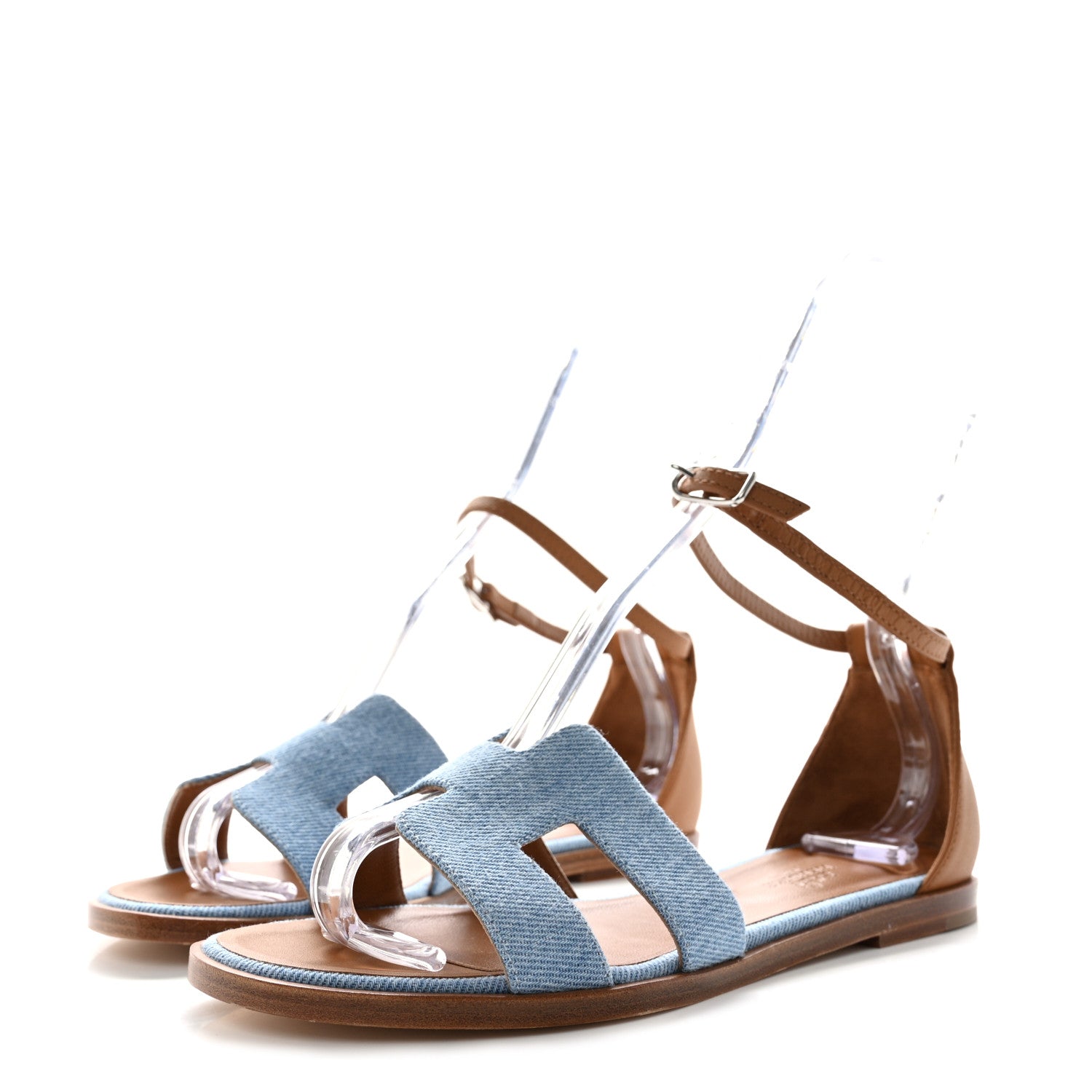 Hermes Denim Santorini Sandals 36.5 Bleu Clair 3 of 9