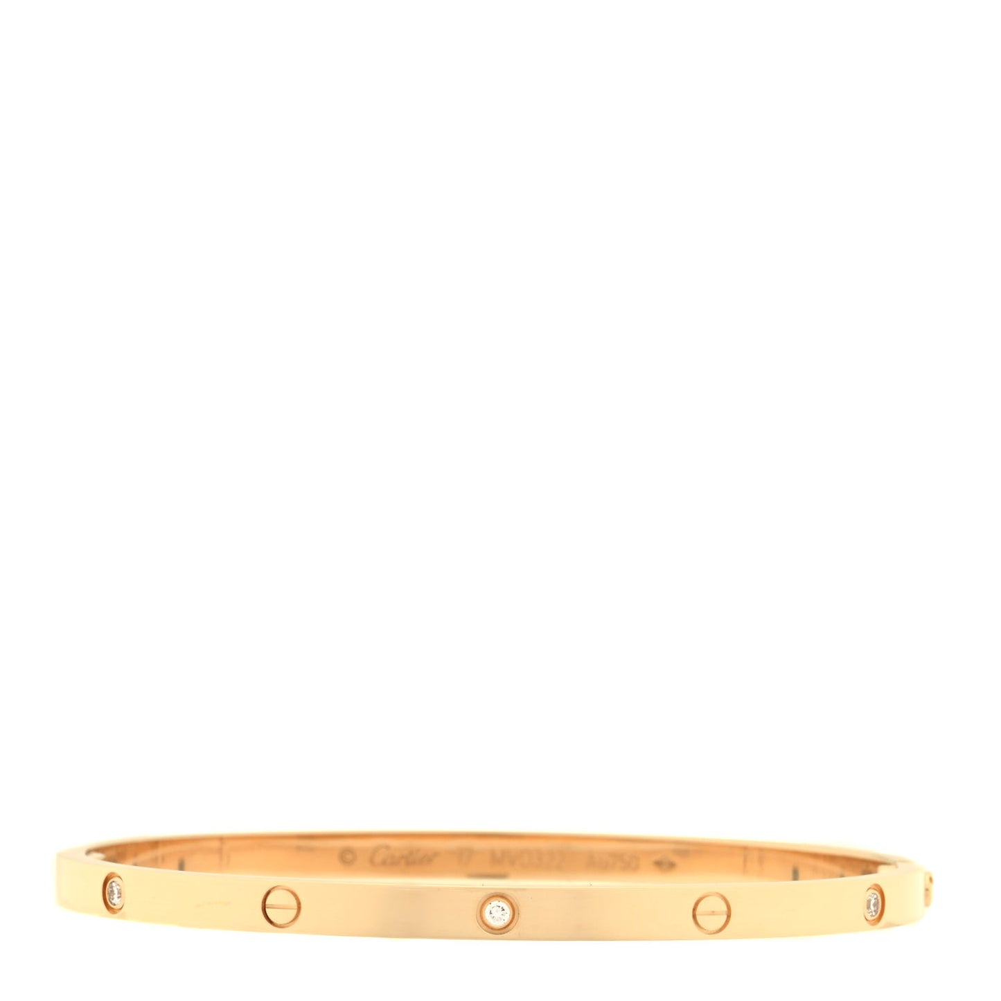 18K Yellow Gold 6 Diamond Small LOVE Bracelet 17