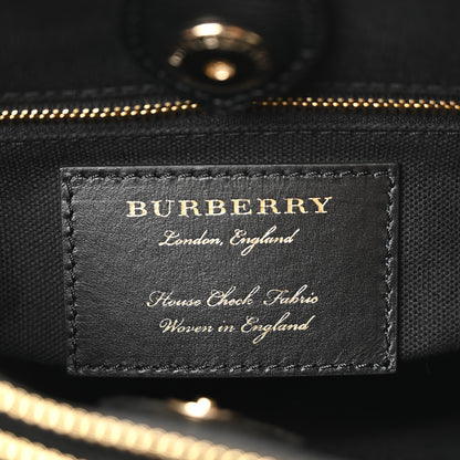 Burberry Derby Calfskin House Check Medium Banner Tote Black 6 of 9