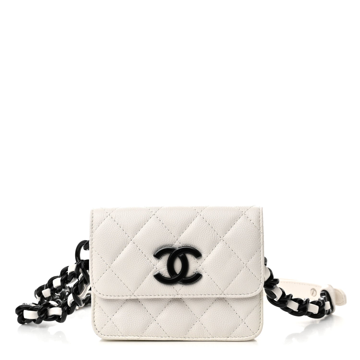Chanel Caviar Quilted My Everything Belt Flap Card Holder White 1 of 12