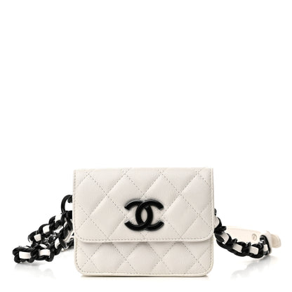 Chanel Caviar Quilted My Everything Belt Flap Card Holder White 1 of 12