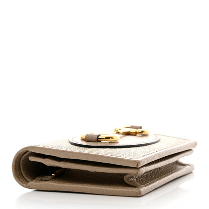 Gucci GG Supreme Monogram Textured Dollar Calfskin Horsebit 1955 Card Case Wallet Beige Mystic White Oatmeal 4 of 8