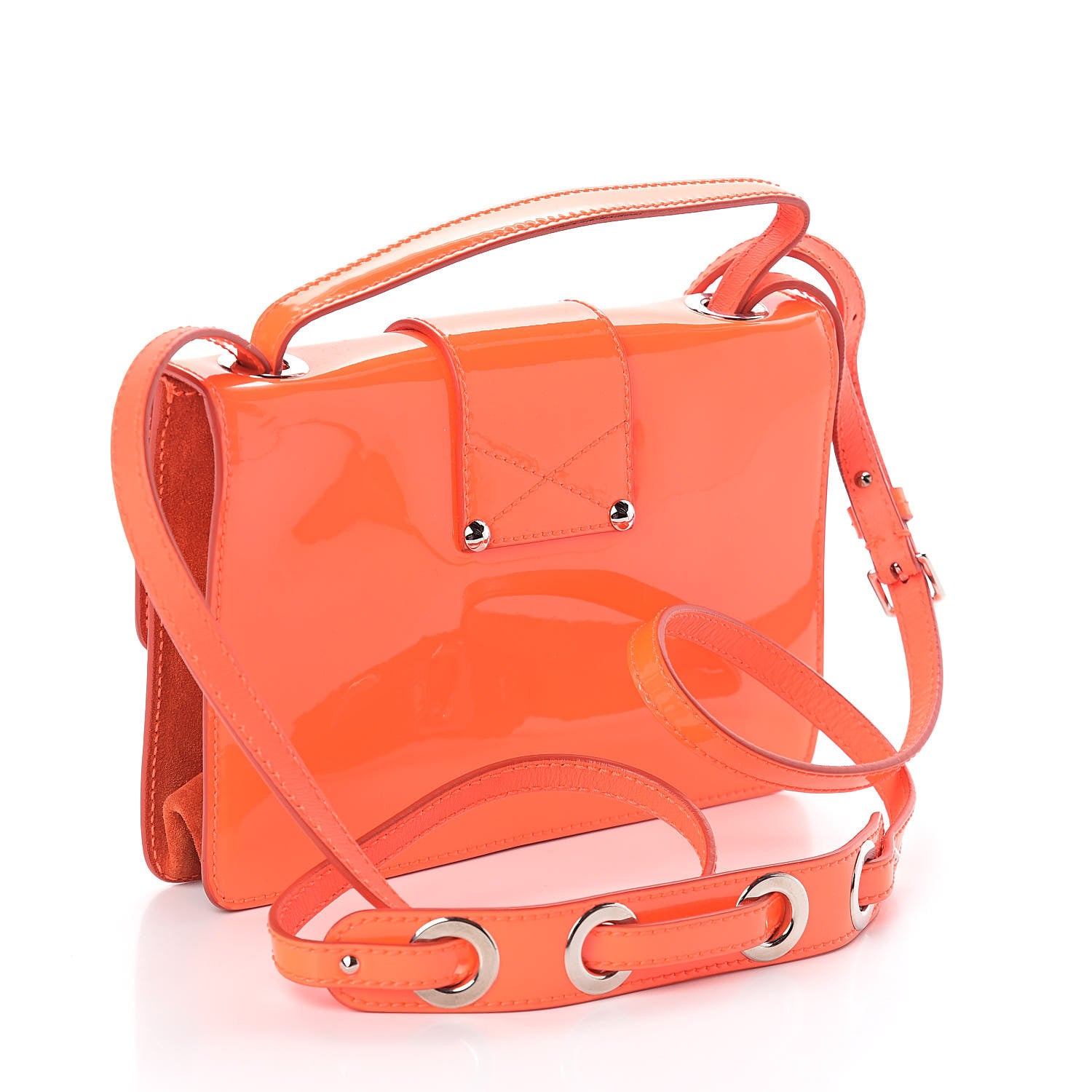 Jimmy Choo Patent Suede Rebel Crossbody Bag Orange 3 of 9