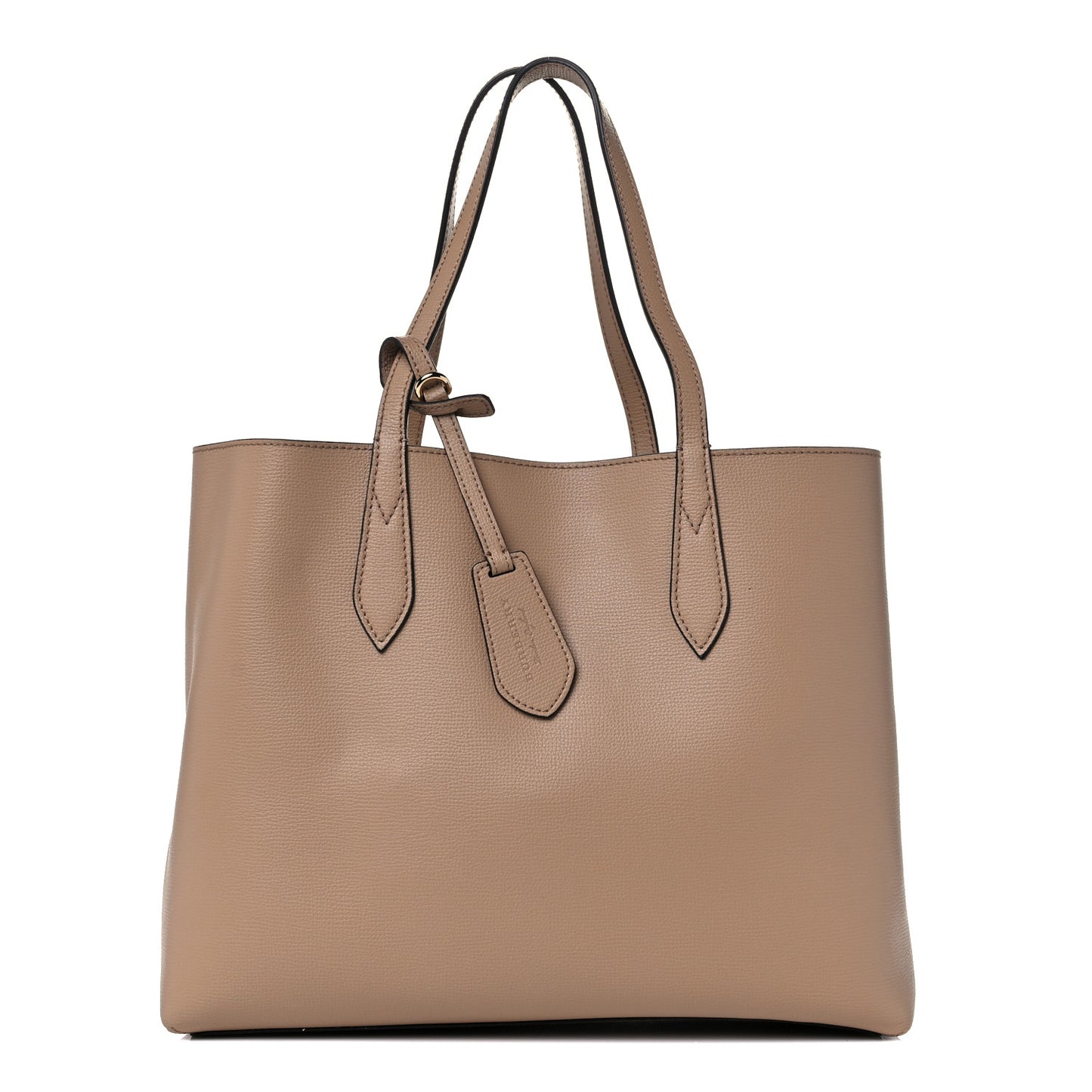 Grainy Calfskin Haymarket Check Medium Reversible Tote Camel
