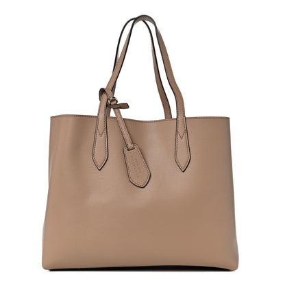 Burberry Grainy Calfskin Haymarket Check Medium Reversible Tote Camel 1 of 21