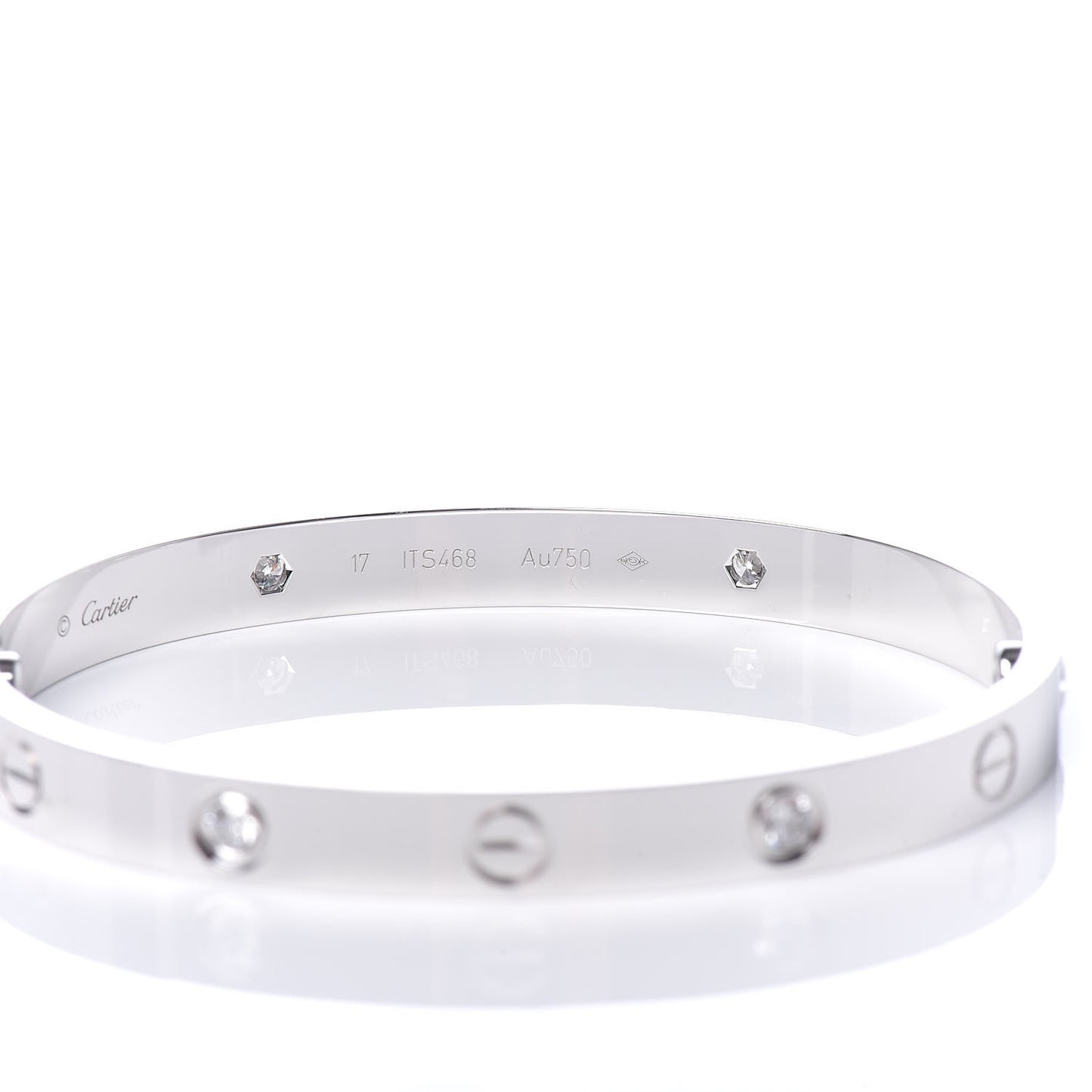 18K White Gold 4 Diamond LOVE Bracelet 17