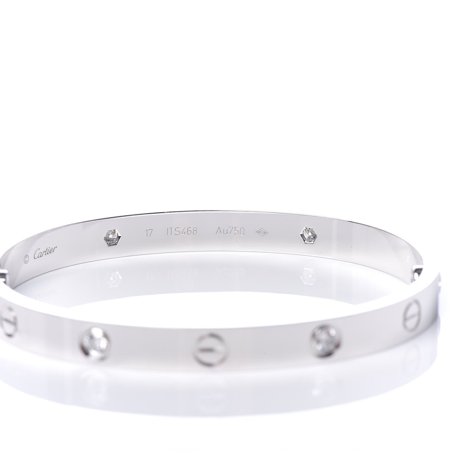 Cartier 18K White Gold 4 Diamond LOVE Bracelet 17 6 of 7