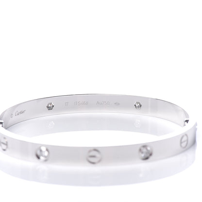 Cartier 18K White Gold 4 Diamond LOVE Bracelet 17 6 of 7