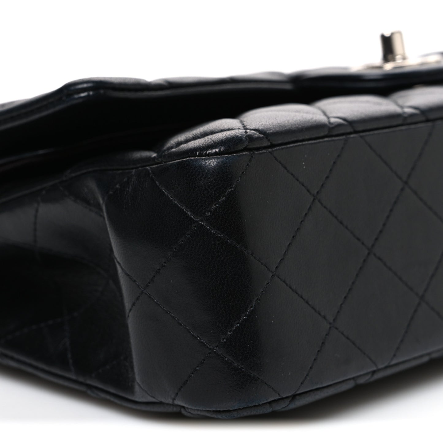 Lambskin Quilted Medium Double Flap Black