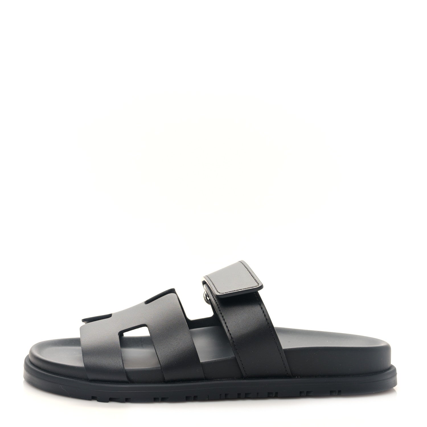 Hermes Calfskin Womens Chypre Sandals 37 Black 1 of 9