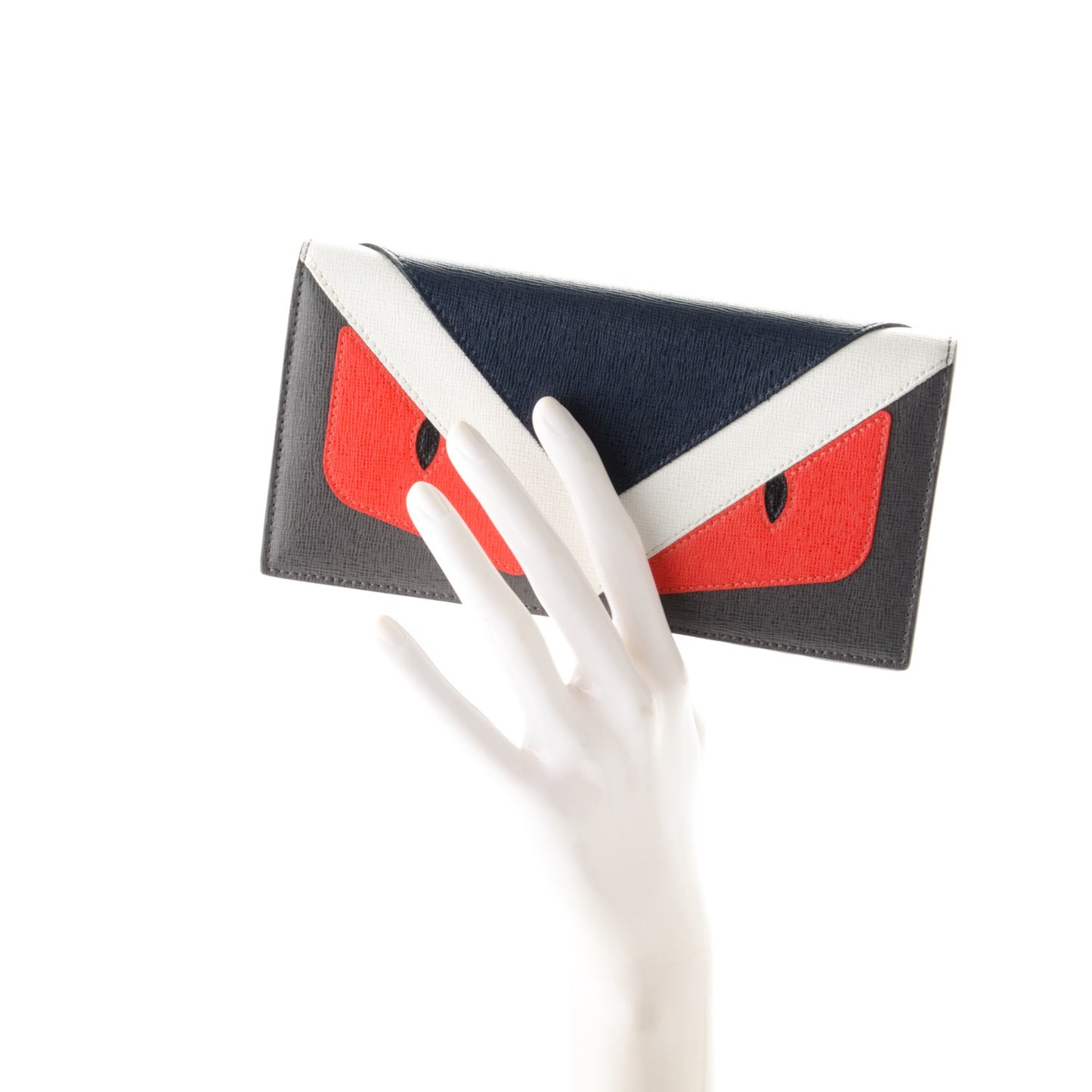Vitello Elite Monster Eyes Inlay Bi-Color Continental Wallet Navy Multicolor