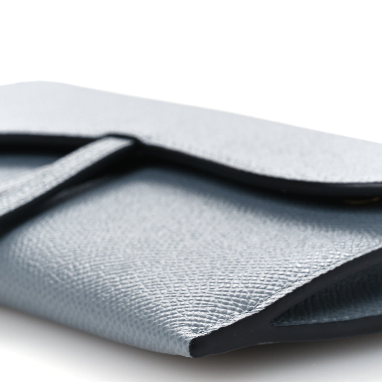 Grained Calfskin Saddle Chain Wallet Pouch Cloud Blue