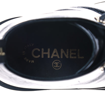 Chanel Shiny Calfskin Pearl Lace Up Combat Short Boots 38.5 Black 8 of 9