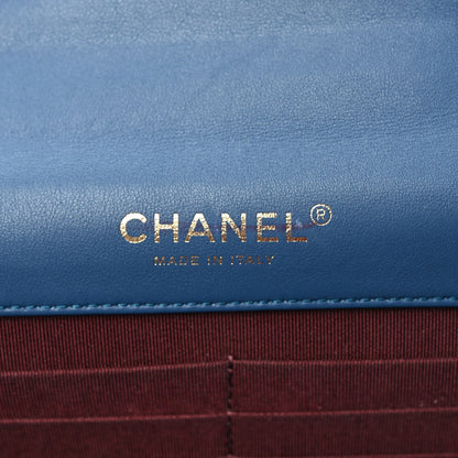 Chanel Patent Quilted Golden Class Wallet on Chain WOC Blue 6 of 9