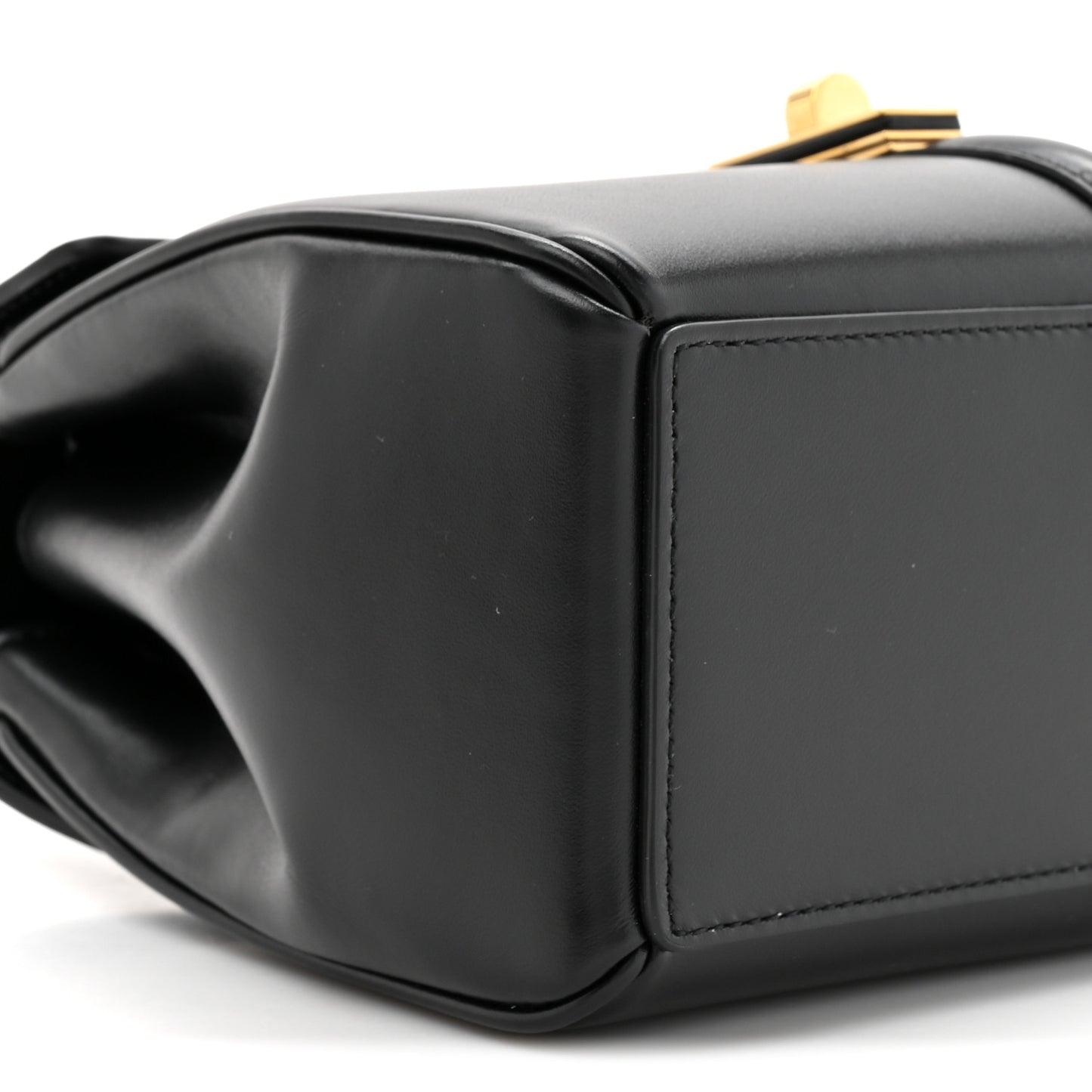 Satinated Calfskin Mini 16 Top Handle Bag Black