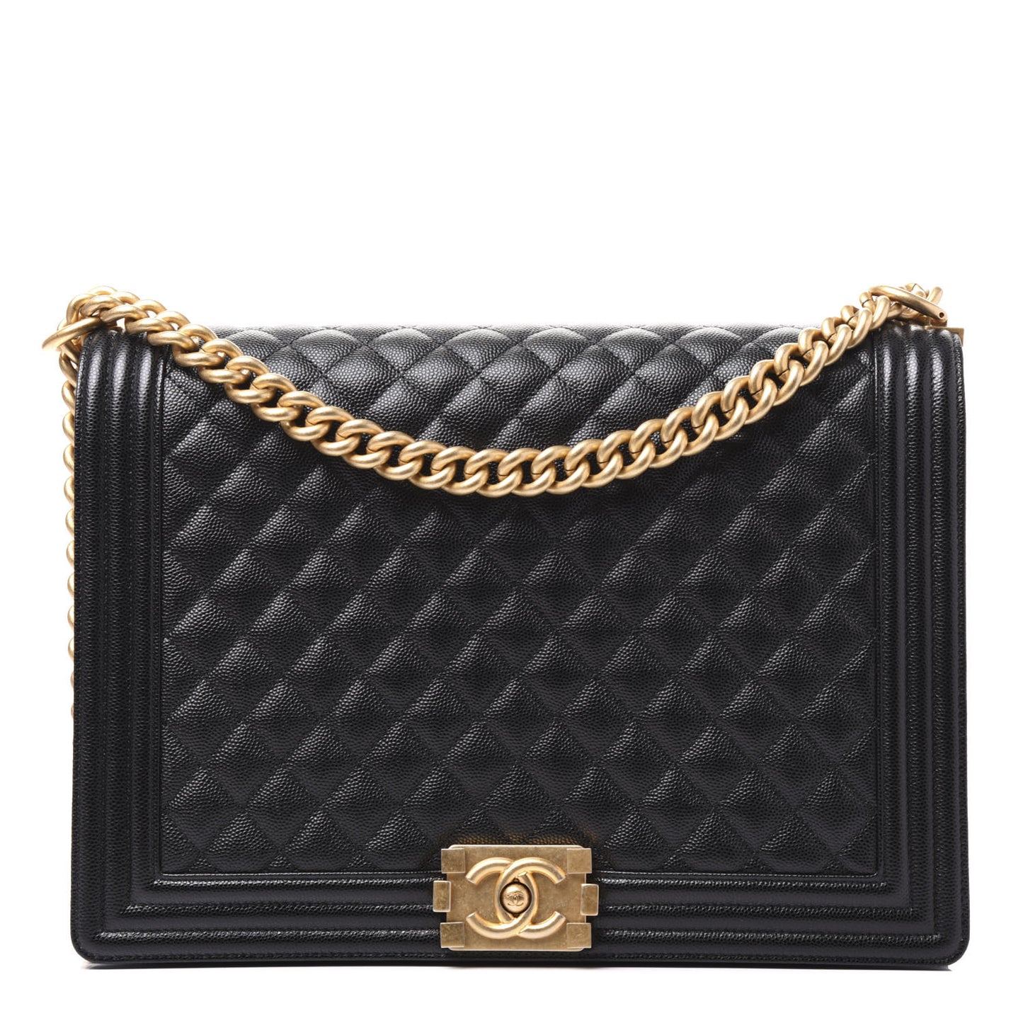 Caviar Quilted Large Boy Flap Black