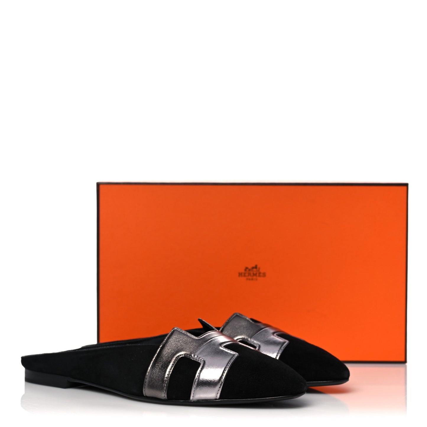 Suede Goatskin Metallic Nappa Roxane Mules 37.5 Black Canon De Fusil Argent