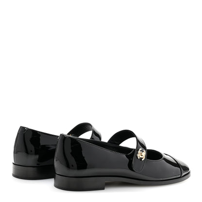 Chanel Patent Calfskin Mary Janes Flats 37.5 Black 5 of 10