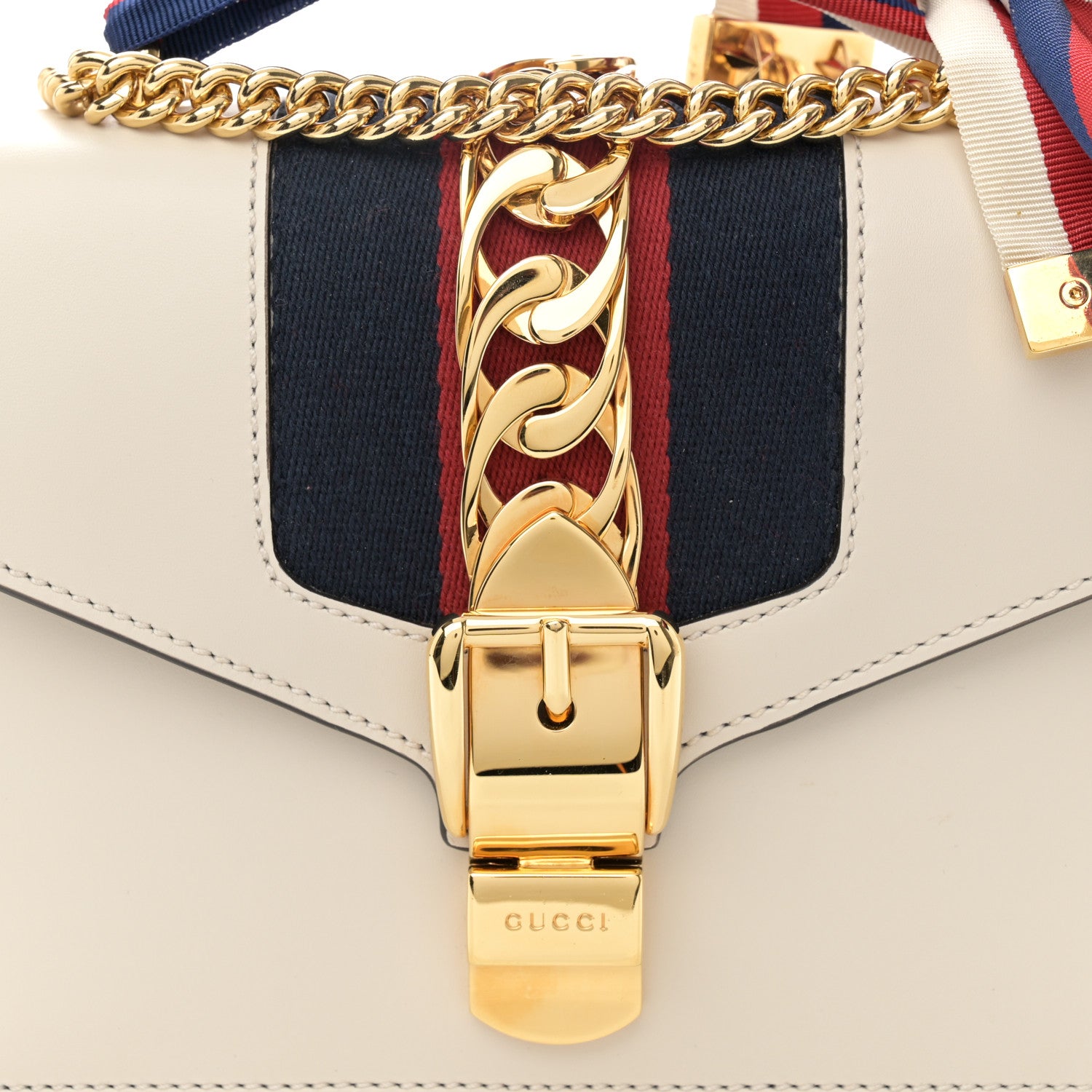 Gucci Calfskin Mini Sylvie Chain Shoulder Bag White 8 of 11