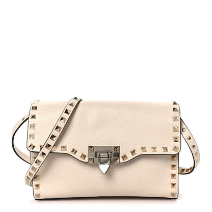 Valentino Garavani Pebbled Calfskin Medium Rockstud Flip Lock Crossbody Bag Light Ivory 1 of 10