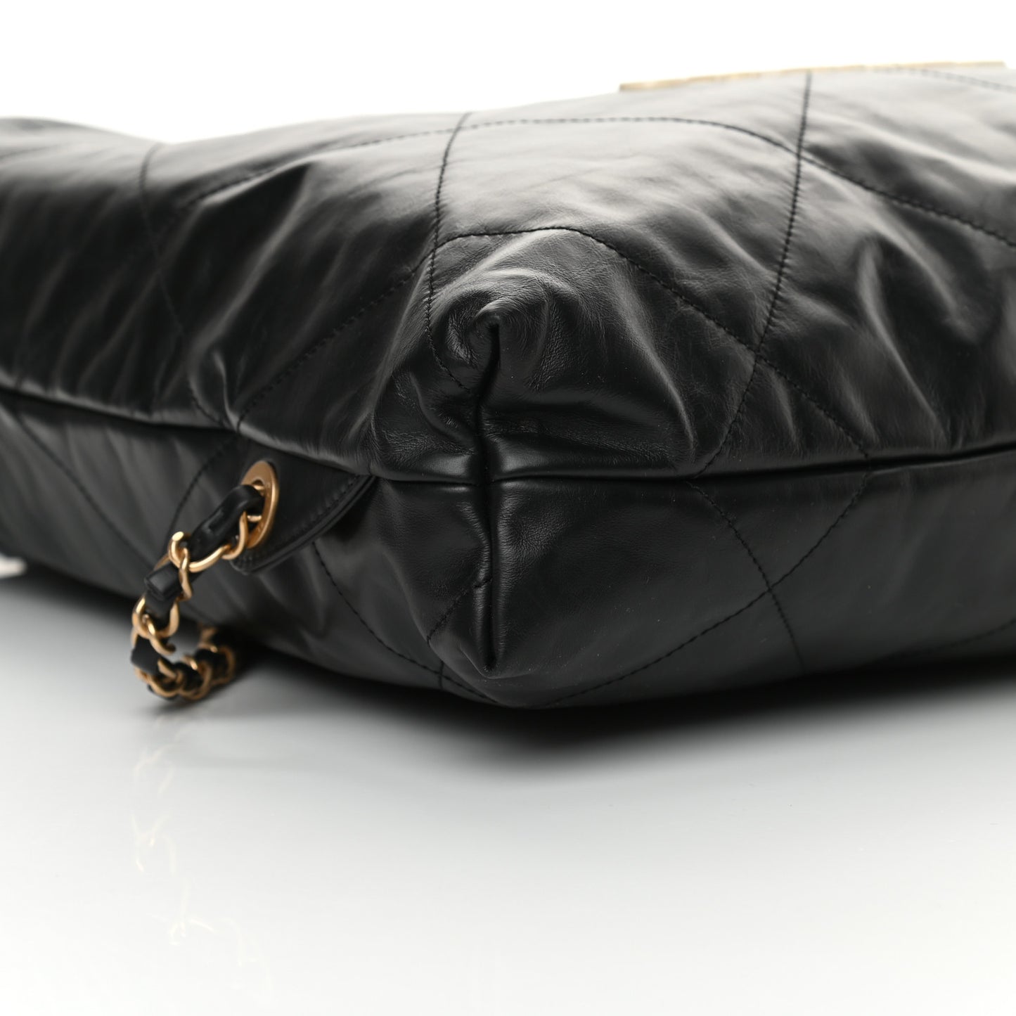 Shiny Calfskin Quilted Chanel 22 Backpack Black