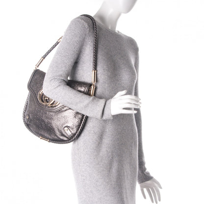 Gucci Guccissima Britt Tassel Shoulder Bag Gunmetal 2 of 7