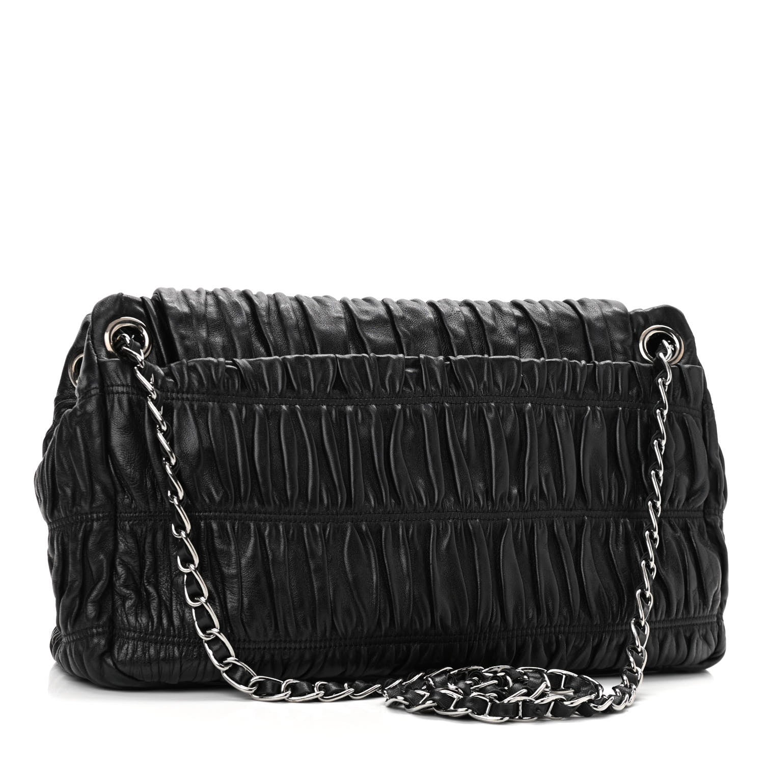 Prada Nappa Gaufre Flap Chain Shoulder Bag Black 3 of 9