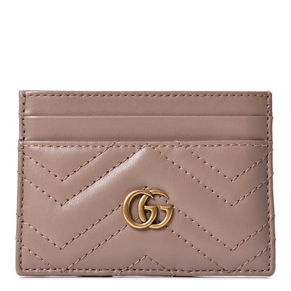 Gucci Calfskin Matelasse GG Marmont Card Holder Porcelain Rose 1 of 8