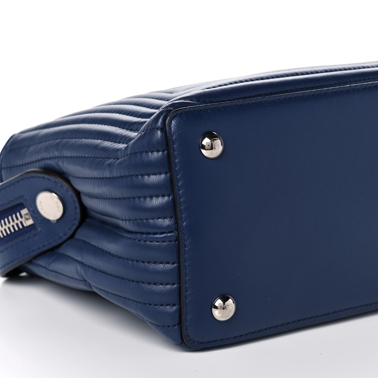 Fendi Shiny Nappa Trapuntata Small DotCom Click Chain Satchel Blue 9 of 10