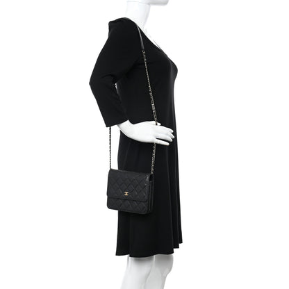 Chanel Caviar Quilted Square Wallet On Chain WOC Black 2 of 13