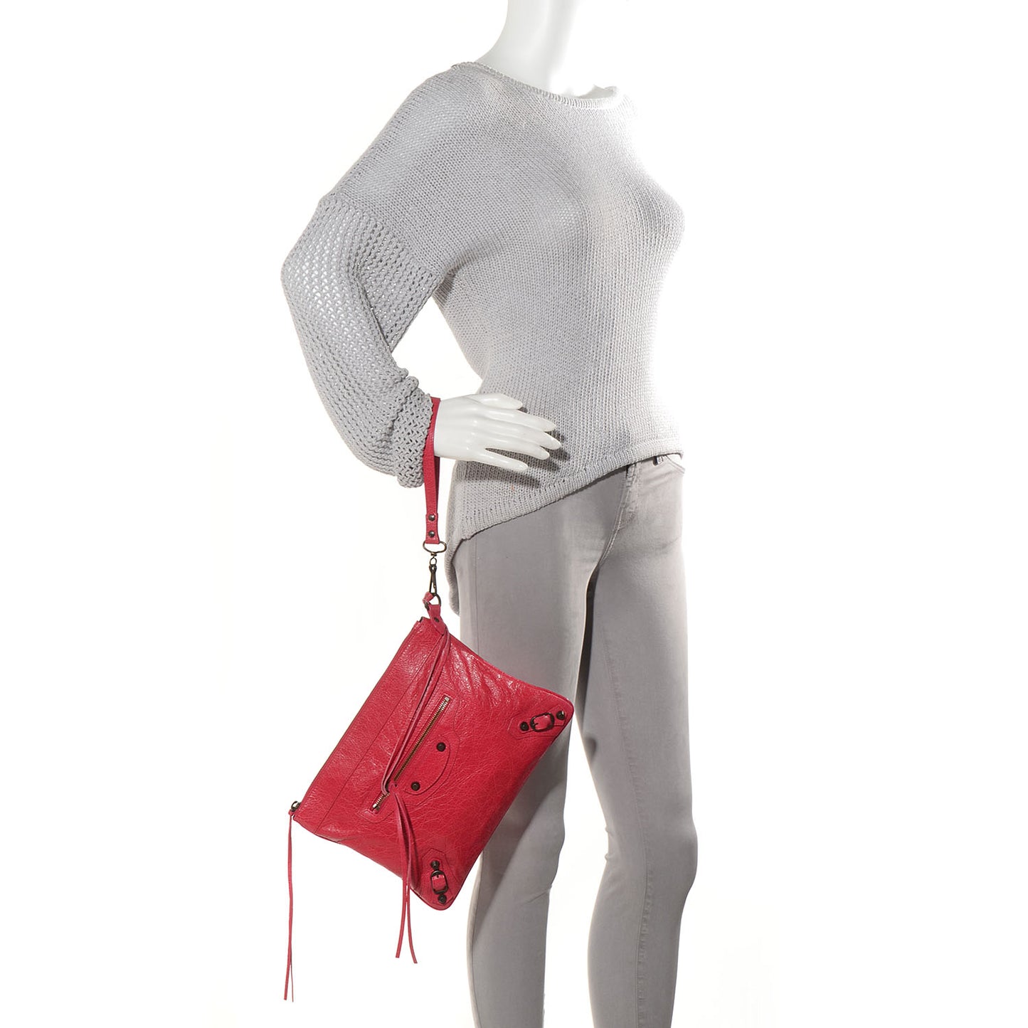 Agneau Flat Handle Clutch Rose Thulian