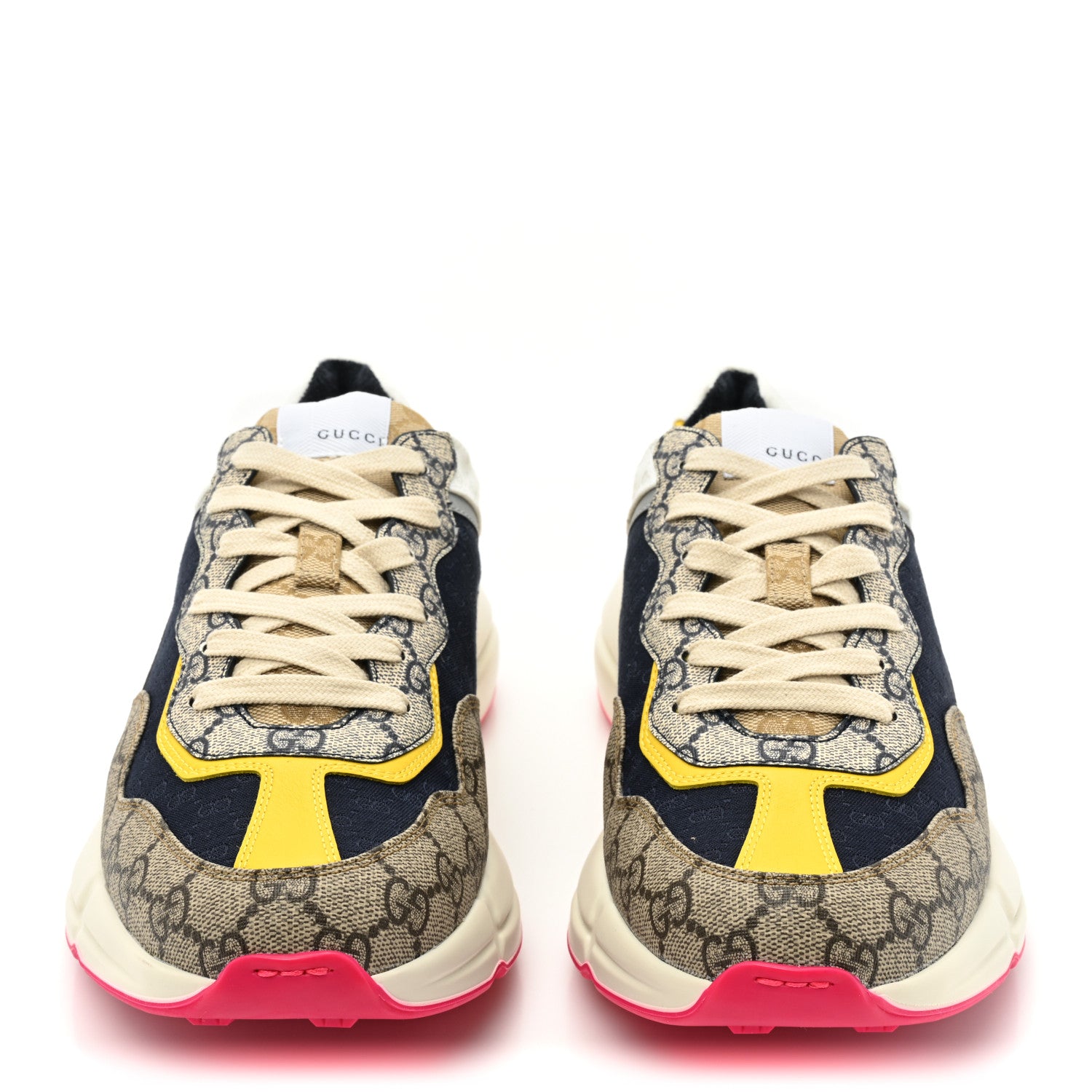 Gucci GG Supreme Monogram Mix Monogram Mens Rhyton Sneakers 9.5 London Blue Beige Sun Yellow 2 of 8