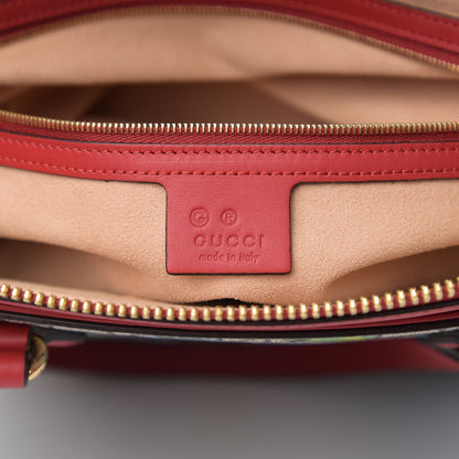 Gucci GG Supreme Monogram Blooms Medium Zippered Bucket Tote Beige Blue Navy Hibiscus Red 5 of 9