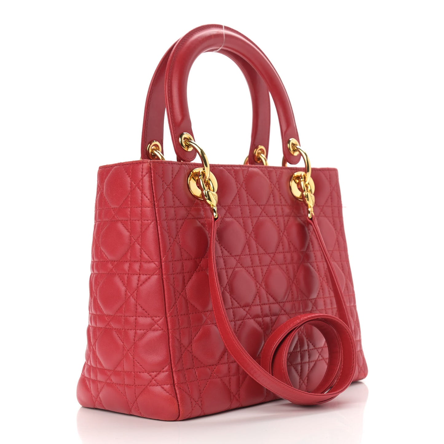 Lambskin Cannage Medium Lady Dior Red