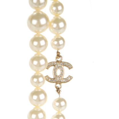 Chanel Graduated Pearl Crystal CC Long Necklace White 3 of 6