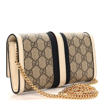 Gucci GG Supreme Monogram Textured Calfskin Web Jackie 1961 Chain Wallet Beige Ebony Mystic White 3 of 12