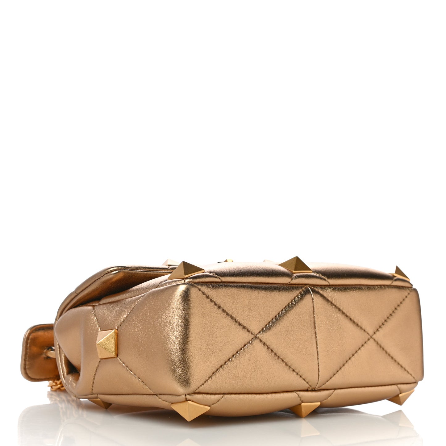 Nappa Medium Roman Stud Shoulder Bag Antique Brass