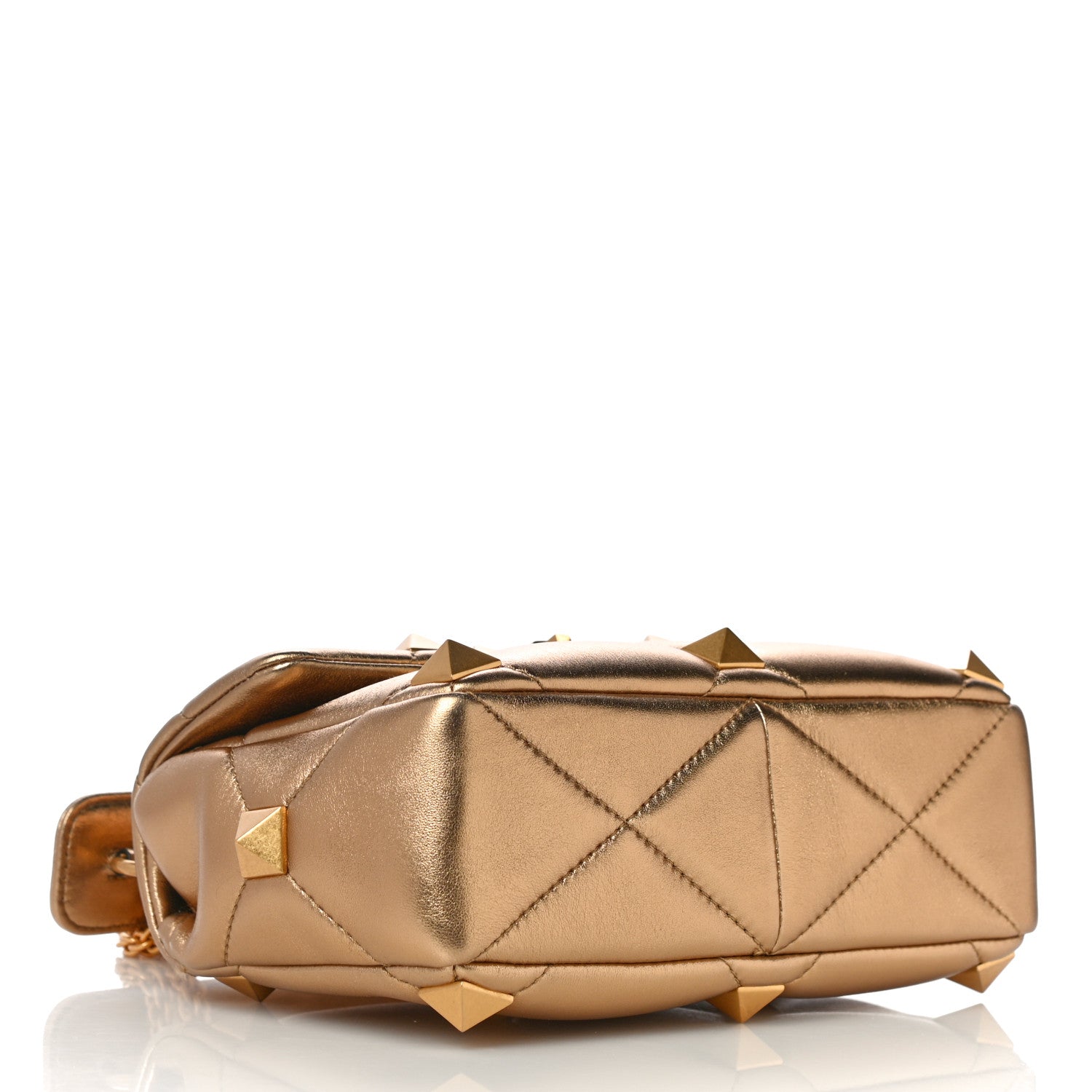 Valentino Garavani Nappa Medium Roman Stud Shoulder Bag Antique Brass 4 of 9