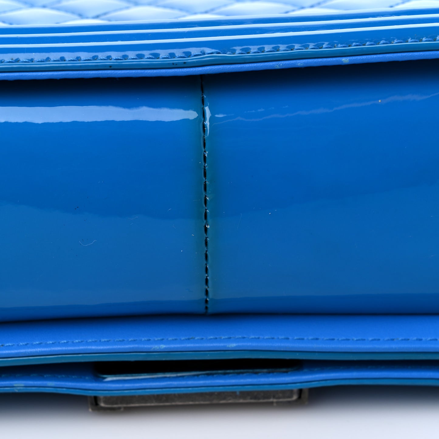 Patent Calfskin Quilted Medium Boy Flap Blue