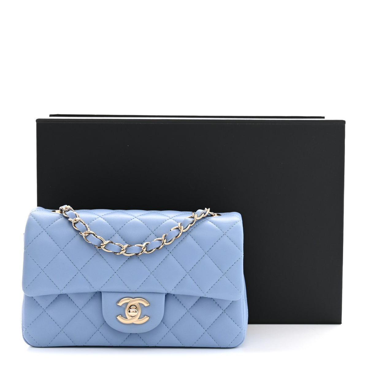 Chanel Lambskin Quilted Mini Rectangular Flap Light Blue 11 of 11