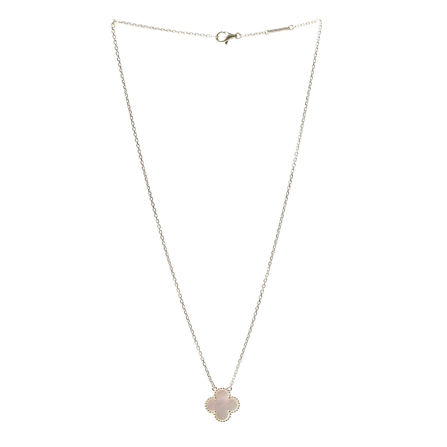 18K Yellow Gold Mother of Pearl Vintage Alhambra Pendant Necklace