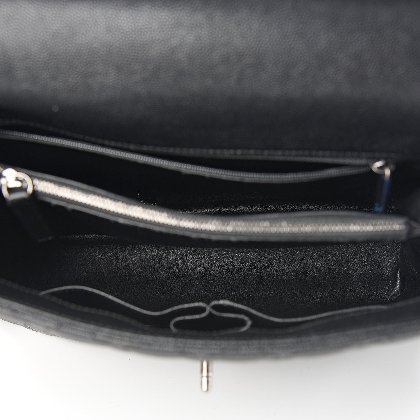 Caviar Lizard Quilted Large Coco Handle Flap Black