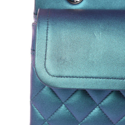 Chanel Metallic Lambskin Quilted Medium Double Flap Turquoise 10 of 14