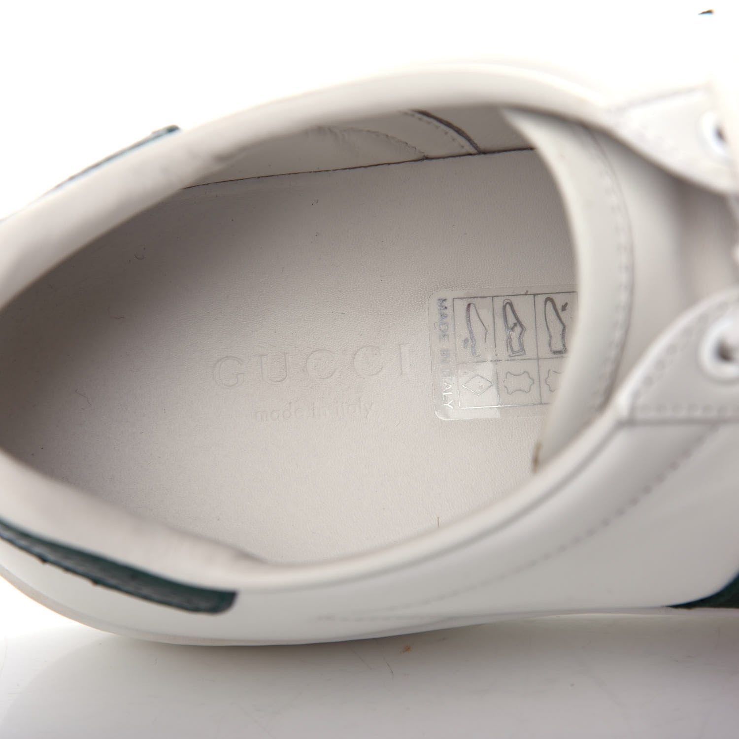 Gucci Calfskin Ayers Bee Embroidered Womens Ace Sneakers 37.5 White Green 8 of 11