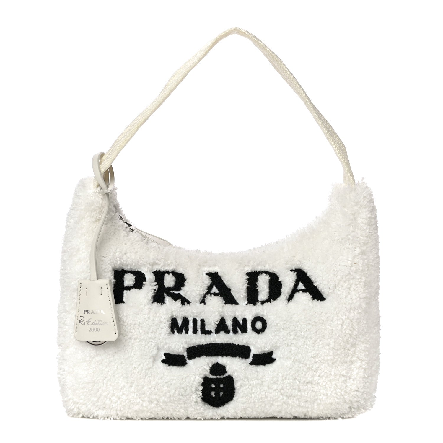 Prada Terry Cloth Mini Re-Edition 2000 Bag White Black 1 of 10